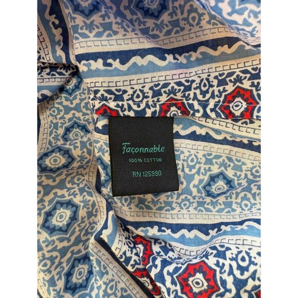 Faconnable Women’s 100% Cotton Button Down Shirt Blue Red Print Size M - Picture 7 of 7